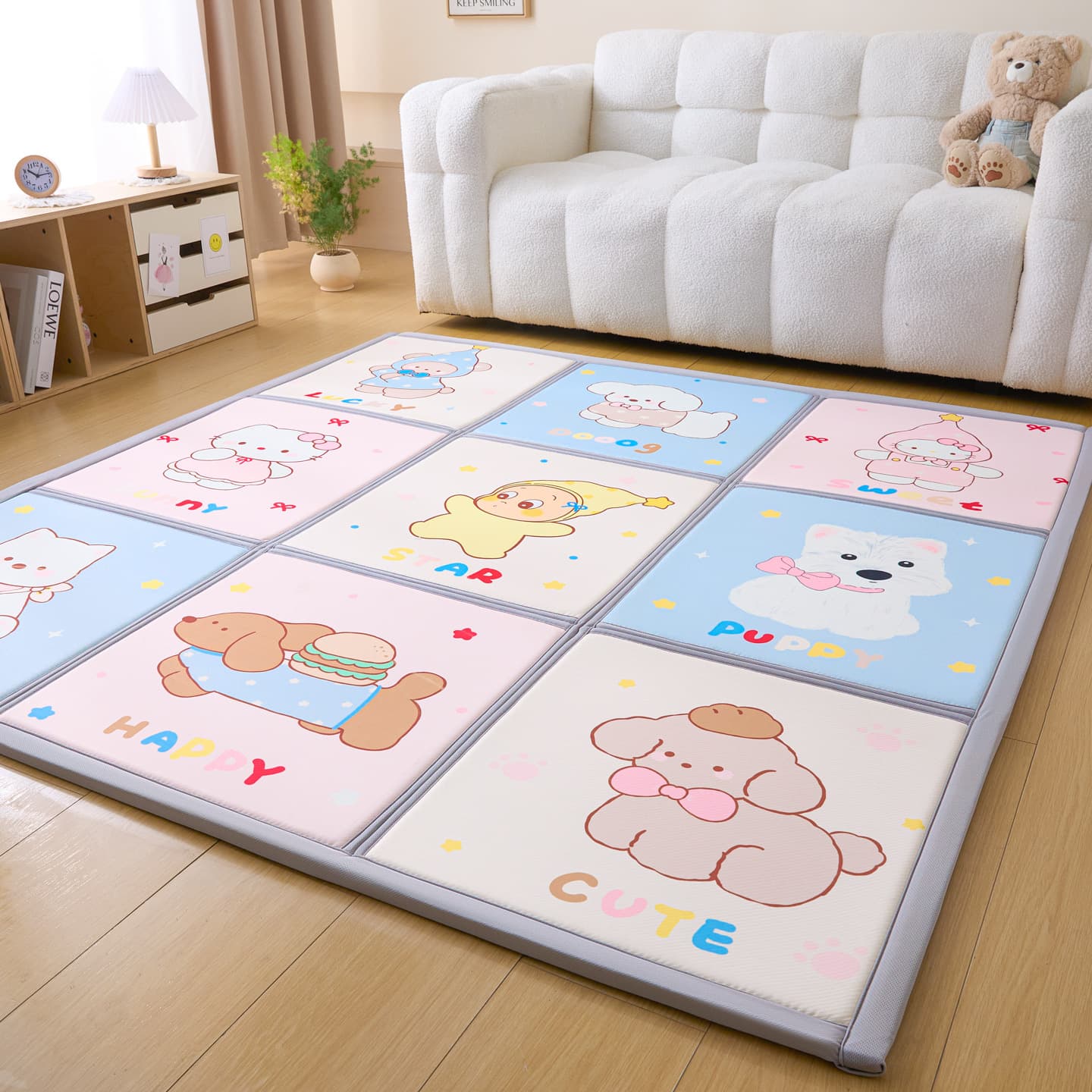 Home Waterproof Anti-Slip Foldable Puzzle Mat, Cool Mat, Tatami Mat, Thickened Children's Crawling Mat for Living Room