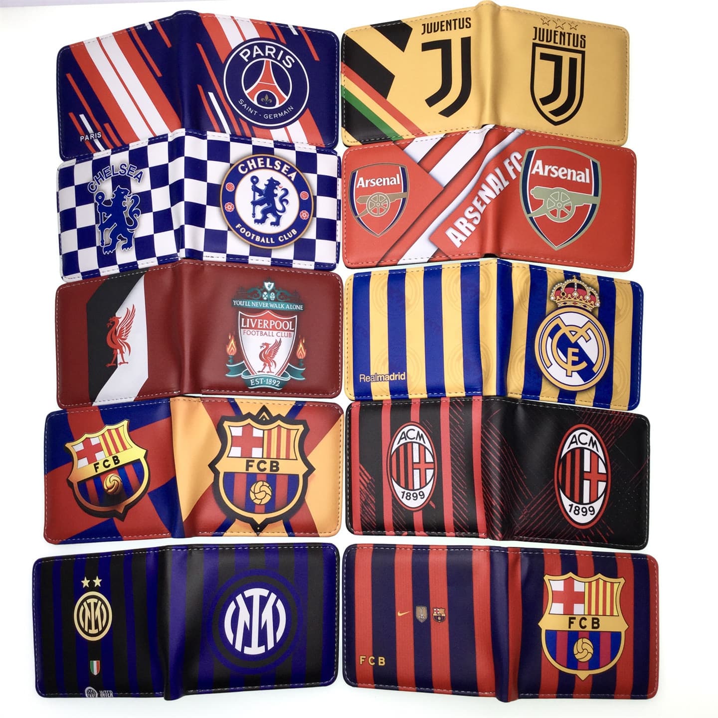 International Football Club Short Bifold Wallet Barcelona Manchester United Real Madrid Youth Men PU