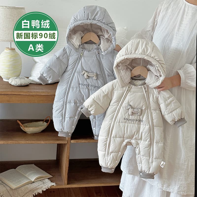 Baby Down Coat Winter Boys Girls Hooded Outwear Newborn Warm White Duck Down Little Horse Down Romper