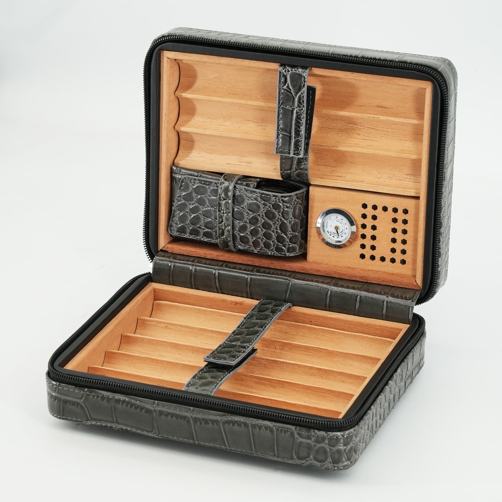 New product, in stock, 8-pack cigar box, portable, large-capacity packaging, black leather cigar box.