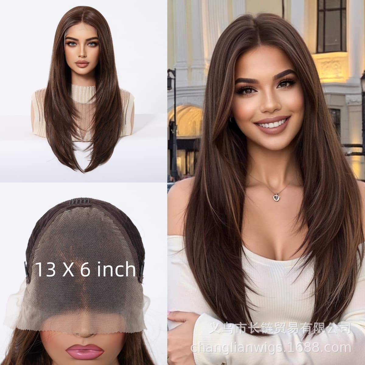 13*6 Lace Wig for Women European and American Style Light Golden Gradient Loose Fit Any Parting Full Head Breathable Cap