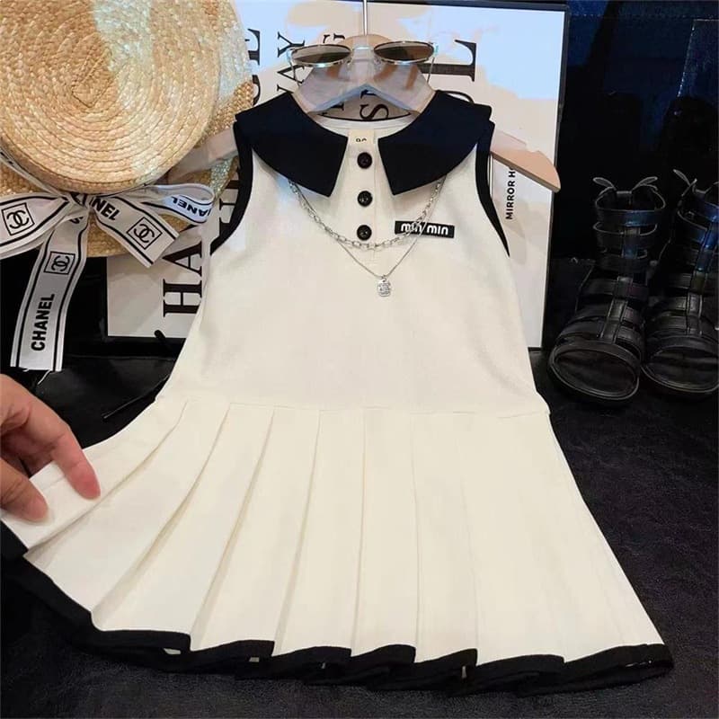 Trendy 2025 Summer New Casual Sleeveless Polo Pleated Dress for Girls, Cute and Stylish Sports Dress