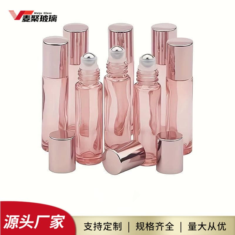 Cross-border hot sale 5ml10ml transparent powder glass ball bottle portable essential oil perfume rolling ball bottle portable empty bottle