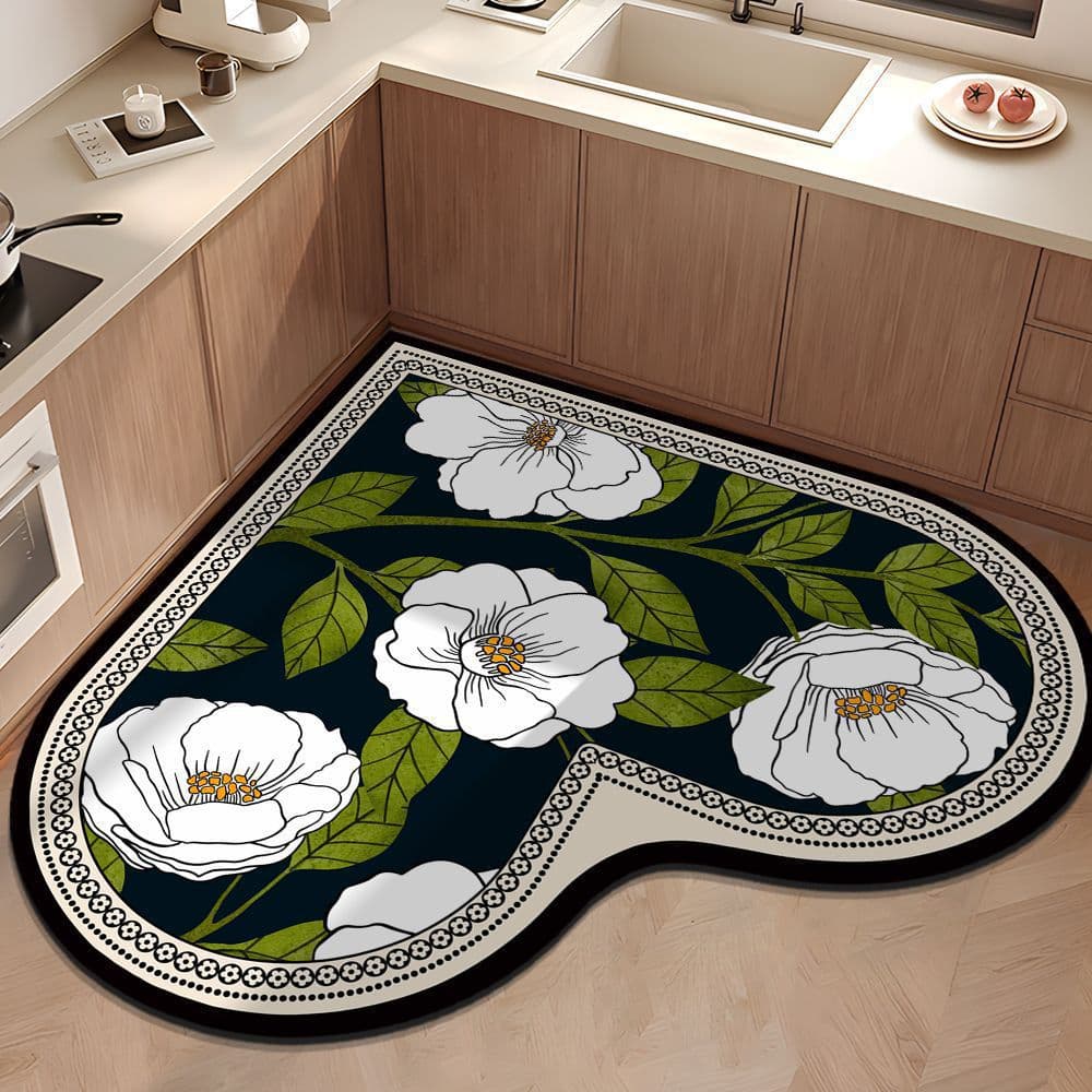 temu cross-border kitchen floor mat diatom mud absorbent mat stain-resistant non-slip mat American flower full kitchen mat love