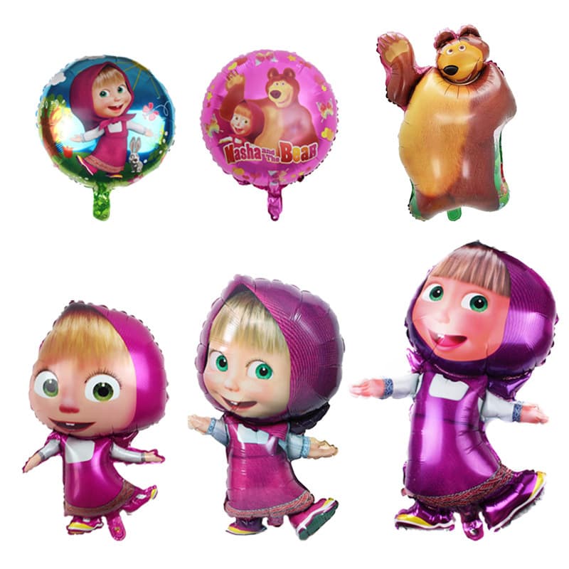 New Cartoon Theme Girl Masha and the Bear Children's Toy First Birthday Party Decoration Layout Aluminum Foil