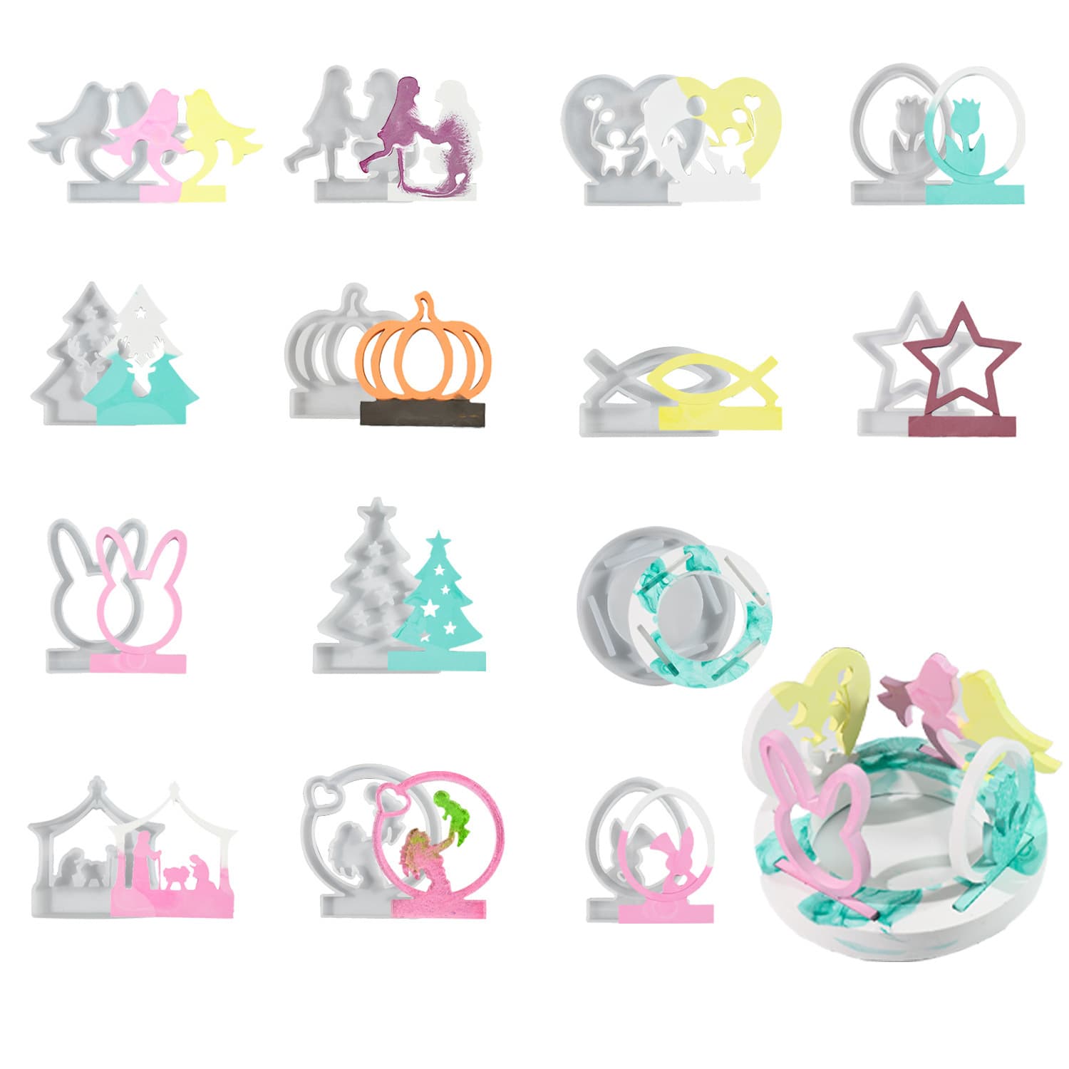 Yixing DIY Round 3D Ornament Collection Epoxy Resin Mold Home Decorative Ornament Silicone Mold Cross-Border Exclusive
