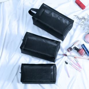 Custom Cross-border Nylon Mesh Cosmetic Bag Makeup Brush Portable Travel Cosmetic Storage Pouch Grid Toiletry Mesh Bag