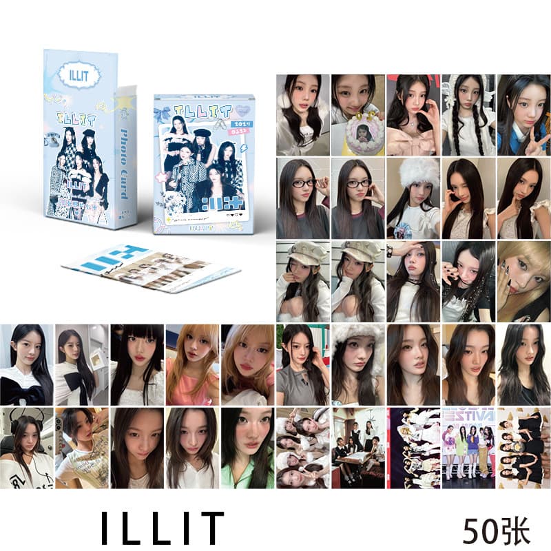 illit laser photo cards 1 box of 50 celebrity peripheral album photo cards self-printed LOMO cards polaroid flash cards