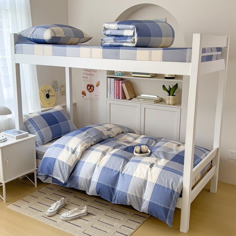 100% cotton student dormitory three-piece set 100% cotton bed sheet quilt cover bunk bed fitted sheet mattress cover three-piece wholesale set