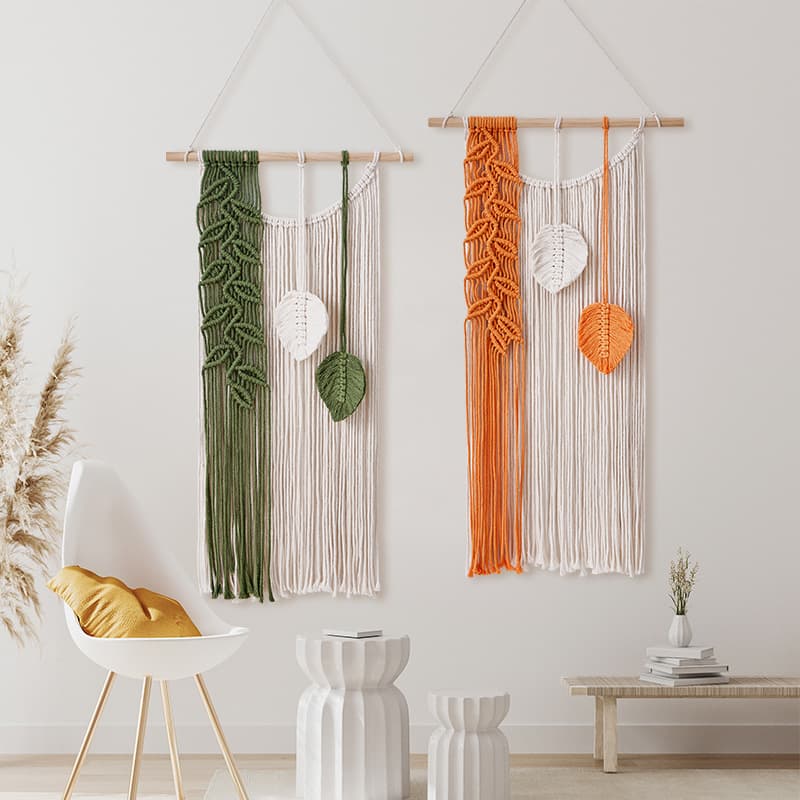 Woven Tapestry Cross-Border Handmade Macrame Wall Hanging with Fringes, Nordic Style Cotton Rope Tapestry New Indoor Decorative Background