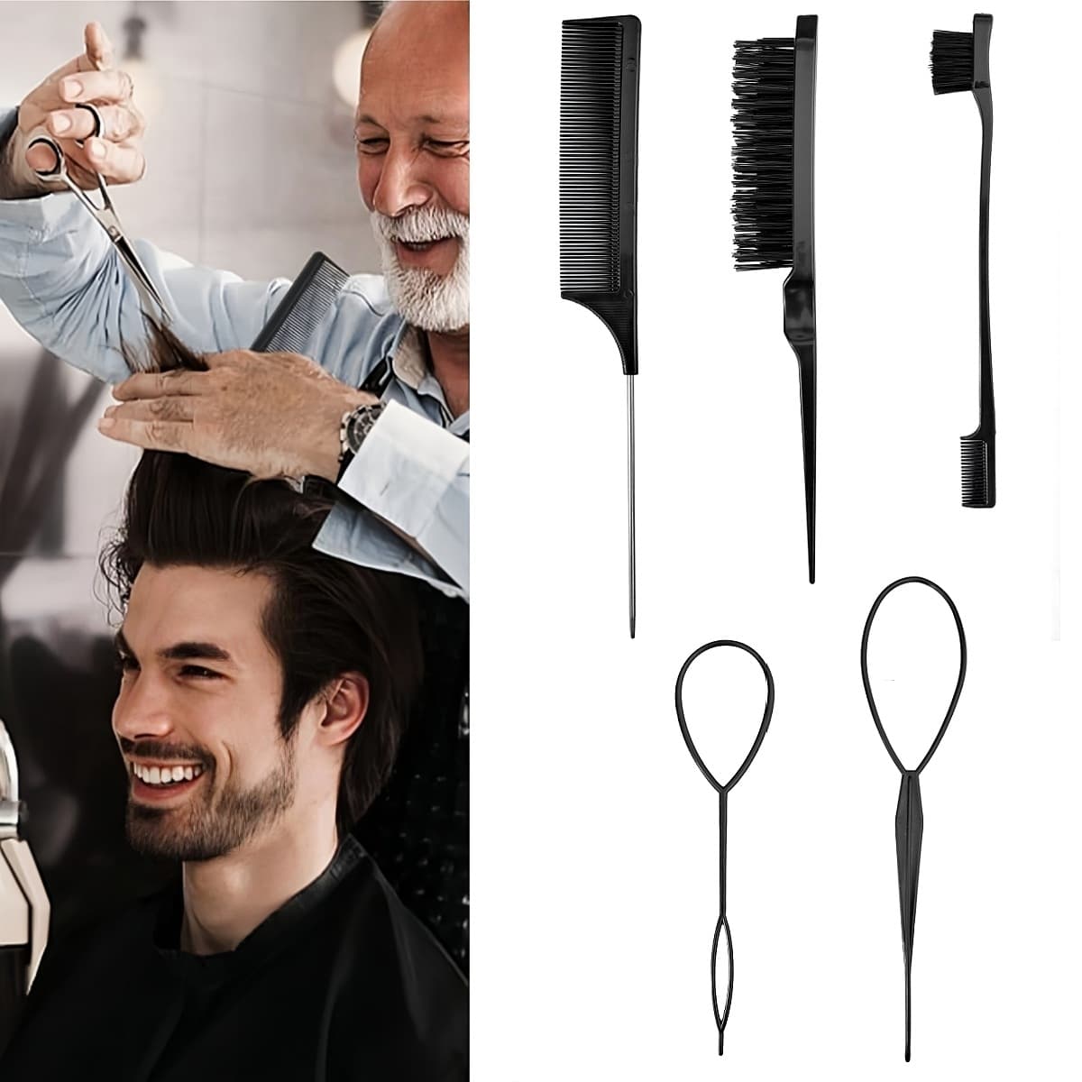 Amazon Best Seller Hair Comb Set with Tapered Tail and Double Ends, Eyebrow Brush, Hair Styling Brush, Hair Pulling Needle