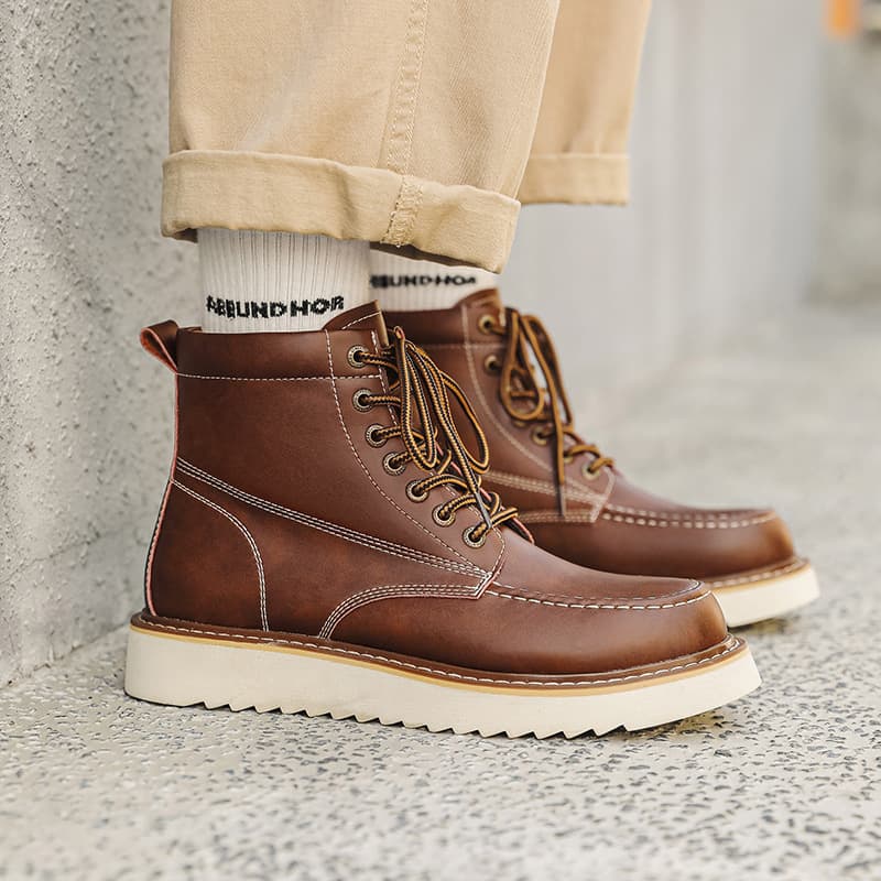 Martin Boots 2024 Autumn/Winter New High-Top Men's Shoes Retro Outdoor Work Boots Thick-Soled Street Trendy Versatile Style