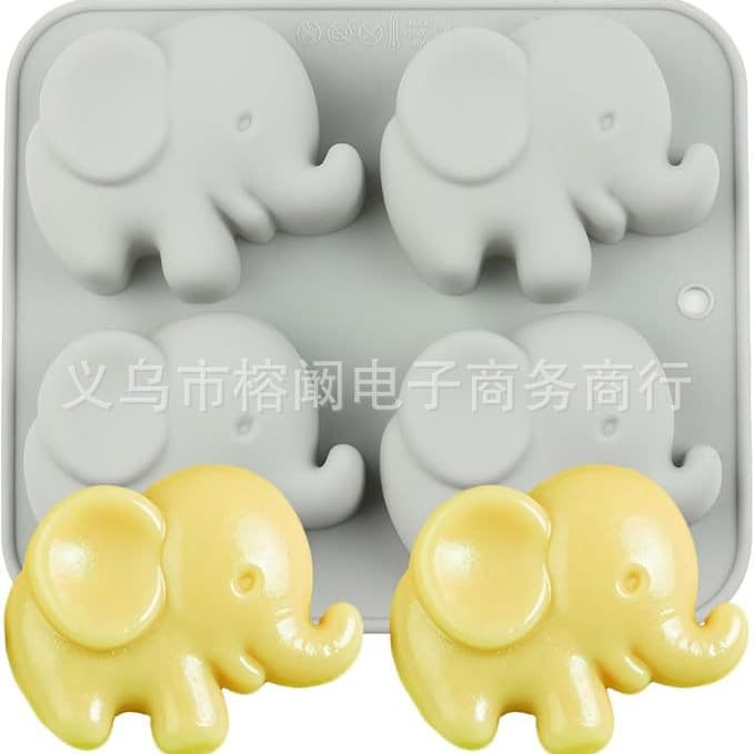In Stock: 4-Piece Elephant-Shaped Cake Mold, Chocolate Baking Ice Tray Mold, Handmade Soap Animal Silicone Mold
