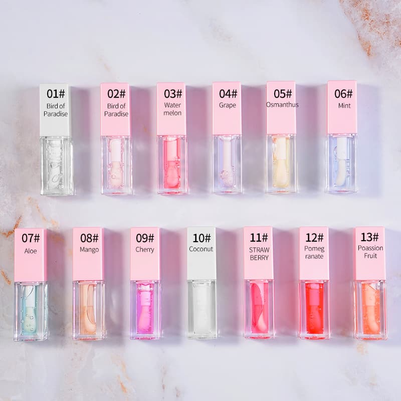 Cross-border water-gloss mirror lip glaze, lip gloss, lip fluid, tender lip gloss, pouty mouth, transparent glass lip balm, lip balm in stock