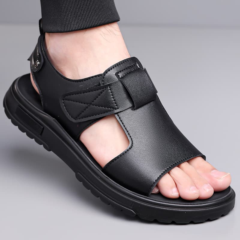 2026 New Thick Sole Men's Sandals Large Size Cross-Border Roman Beach Sandals Open Toe Fish Mouth Men's Shoes Vietnam Slippers