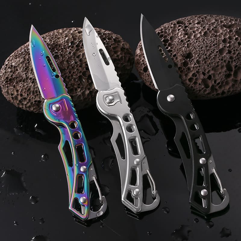 Multifunctional Stainless Steel Folding Knife Keychain Outdoor Camping Mini Exquisite Knife Portable Fruit Knife Peeler