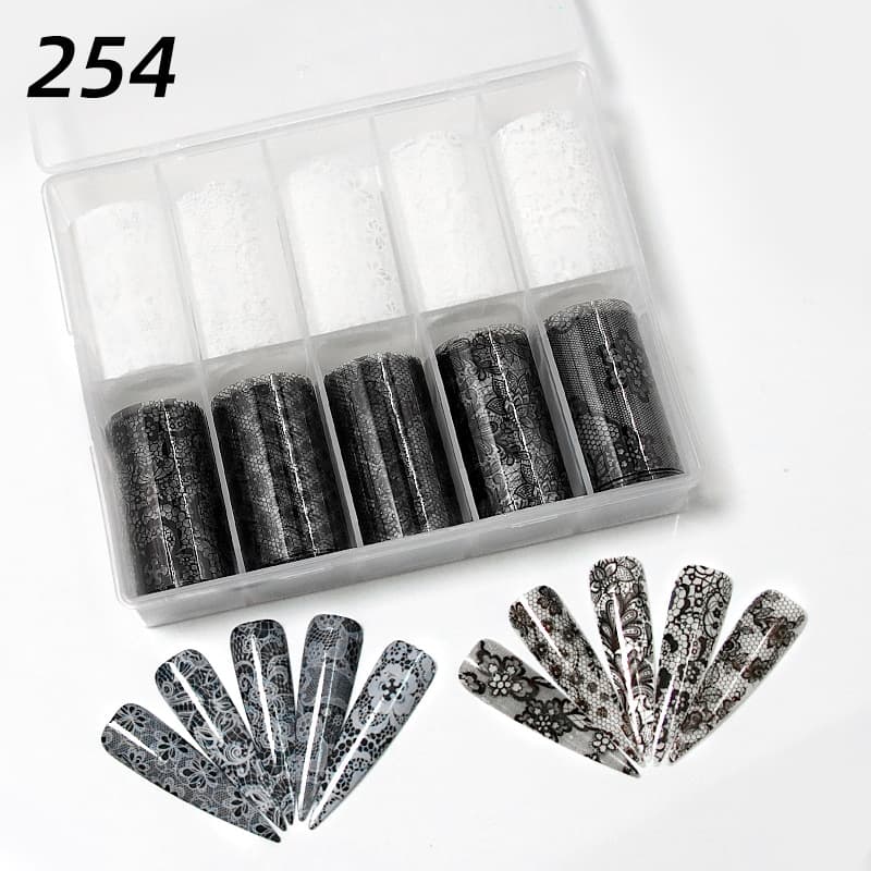 Black White Lace Nail Art Stickers Ins Style Thin Flexible Nail Tips Adhesive Decals French Style Nail Art Decorations