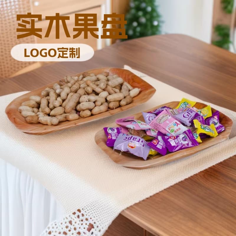 Solid Wood Dried Fruit Plate Salad Tray Wooden Fir Serving Tray Vintage Snack Plate Home Candy Storage Box
