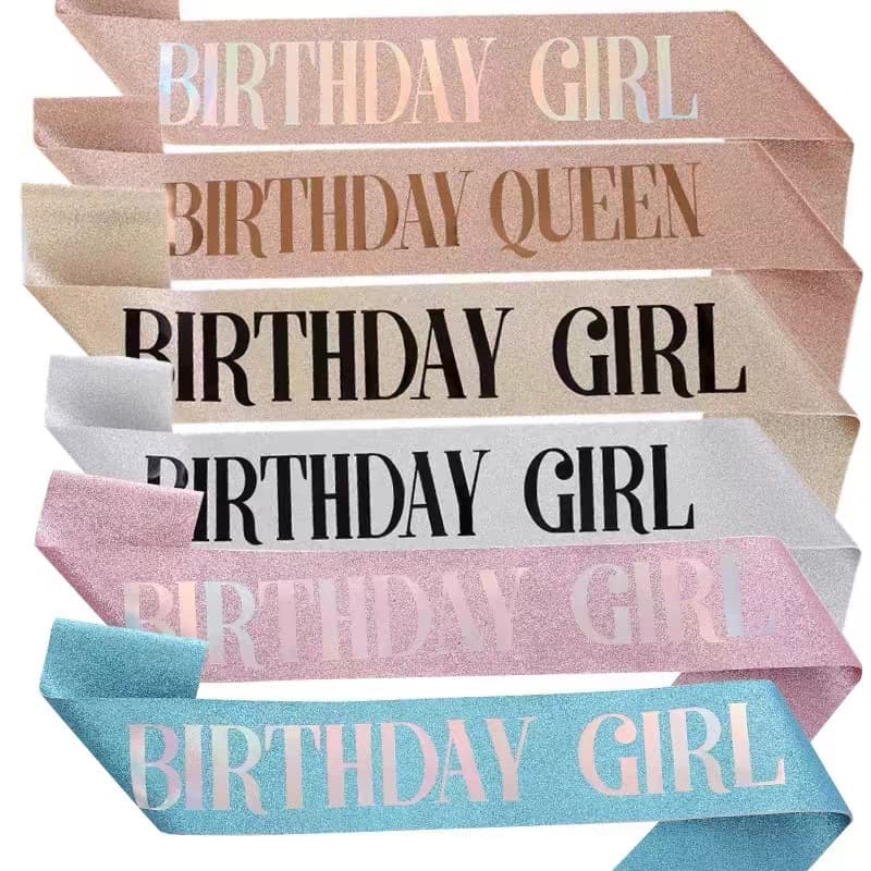 Birthday Girl Party Sash Gold Foil Shoulder Strap Glitter Fabric Etiquette Sash Cross-border
