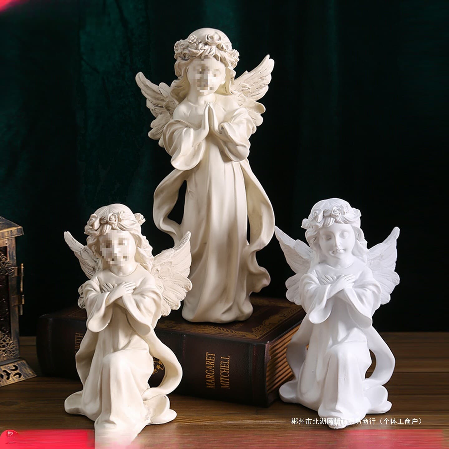 European Vintage Angel Figurine American Resin Plaster Statue Sculpture Little Angel Girl Desktop Decoration Prop