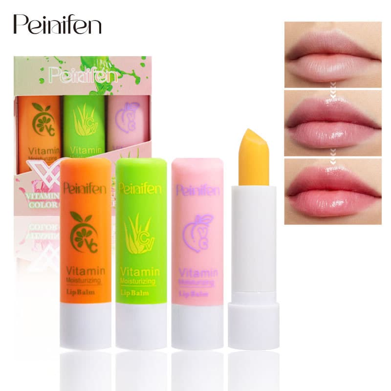 Pennifen's new foreign trade cross-border carrot moisturizing lip care makeup three-pack lip balm set