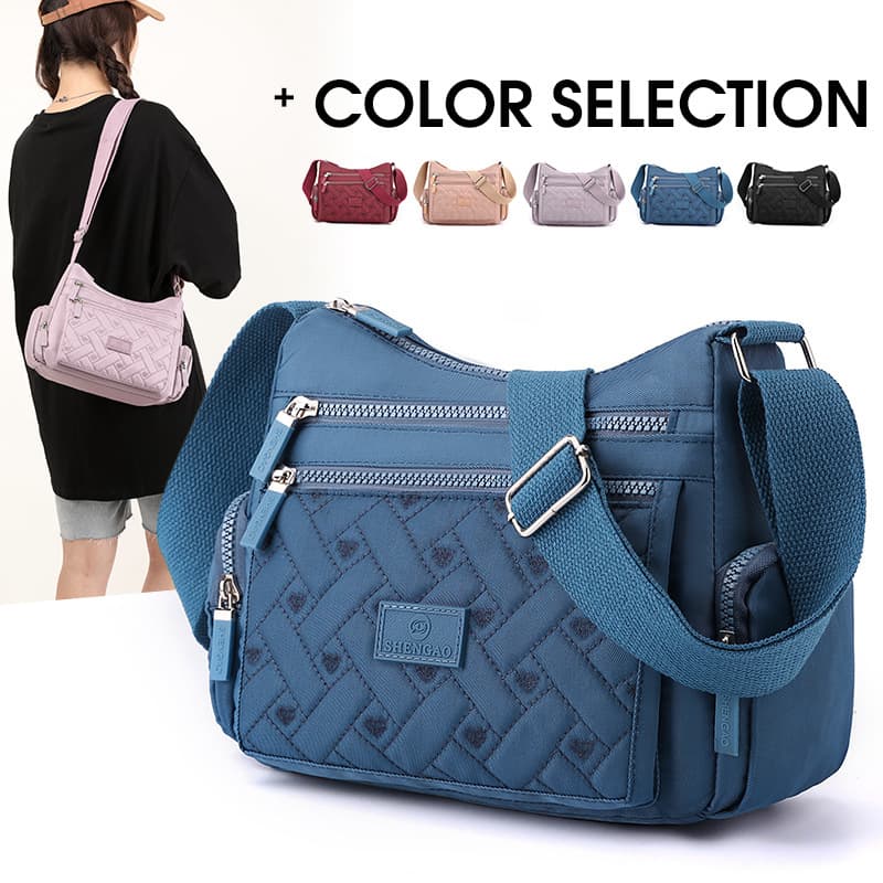 Autumn Large Bag Multi-Compartment Women's Shoulder Bag Creative Quilted Embroidery Thread Crossbody Bag Large Capacity Nylon Cloth Bag Women's Bag