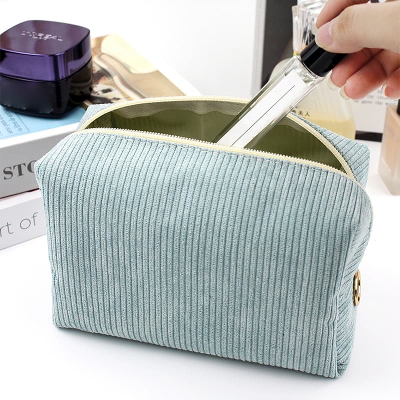 Foreign trade corduroy women's octagonal cosmetic bag, large capacity portable hand storage bag, travel toiletry bag wholesale