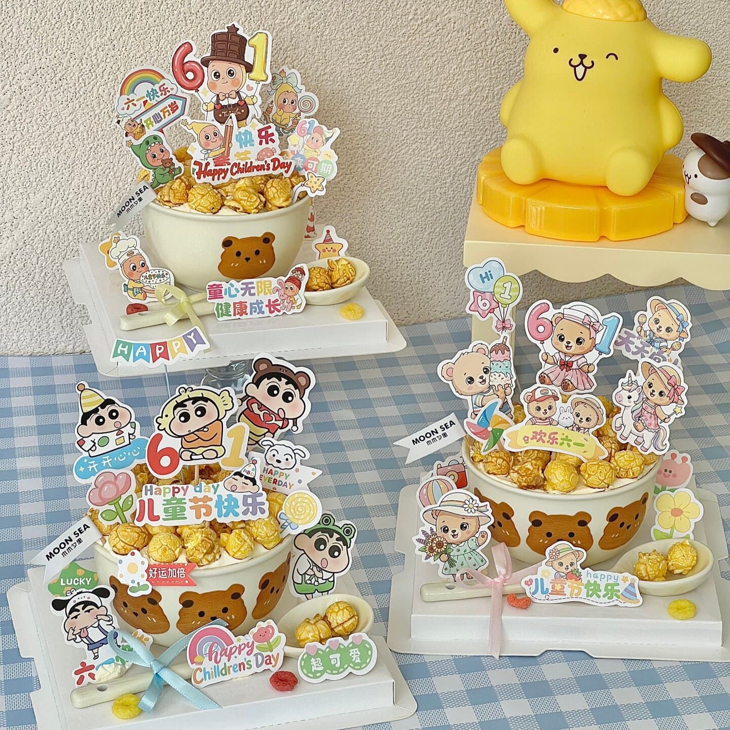 Children's Day Ceramic Bear Bowl 61 Happy Little New Bear Cake Decoration Insert Card
