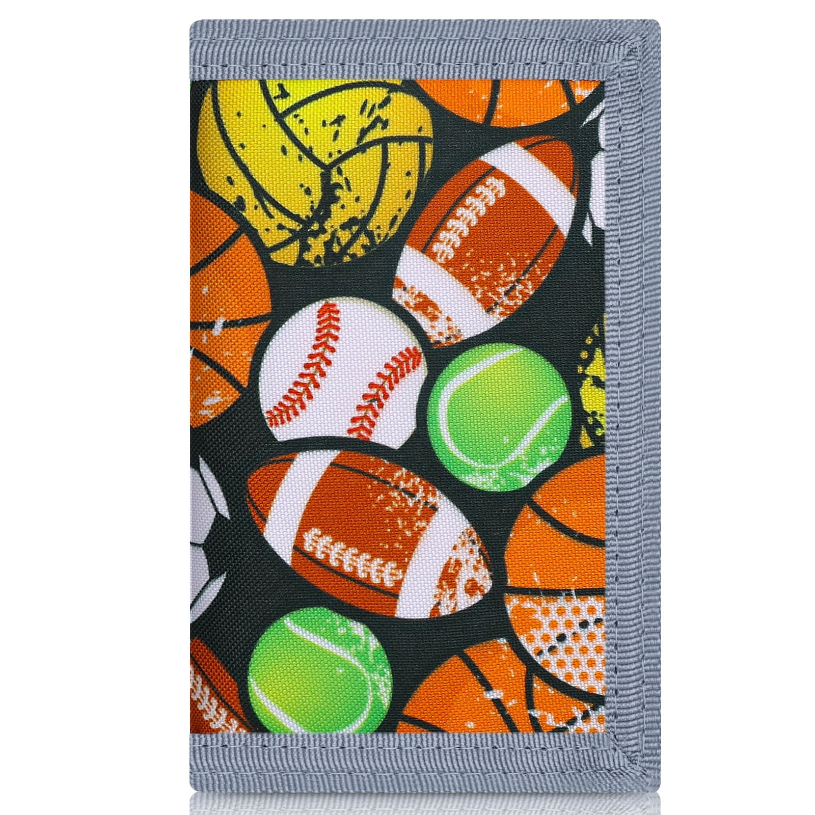 Short Wallet for Kids, Male Middle School Students, Personality Canvas Print Zipper Horizontal Ultra-Thin Triple Fold Multi-Card Slot Small Wallet