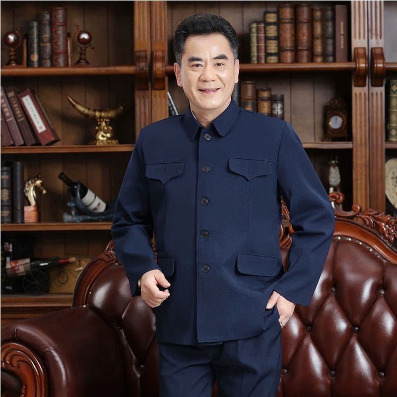 Spring and Autumn Zhongshan Suit for Middle-aged and Elderly Men, Father's Outfit, Grandpa's Clothing