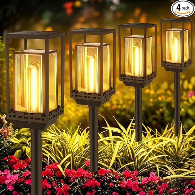 Solar lamp double-layer square ground-inserted tungsten lamp garden landscape decorative lamp atmosphere lawn lamp cross-border garden lamp