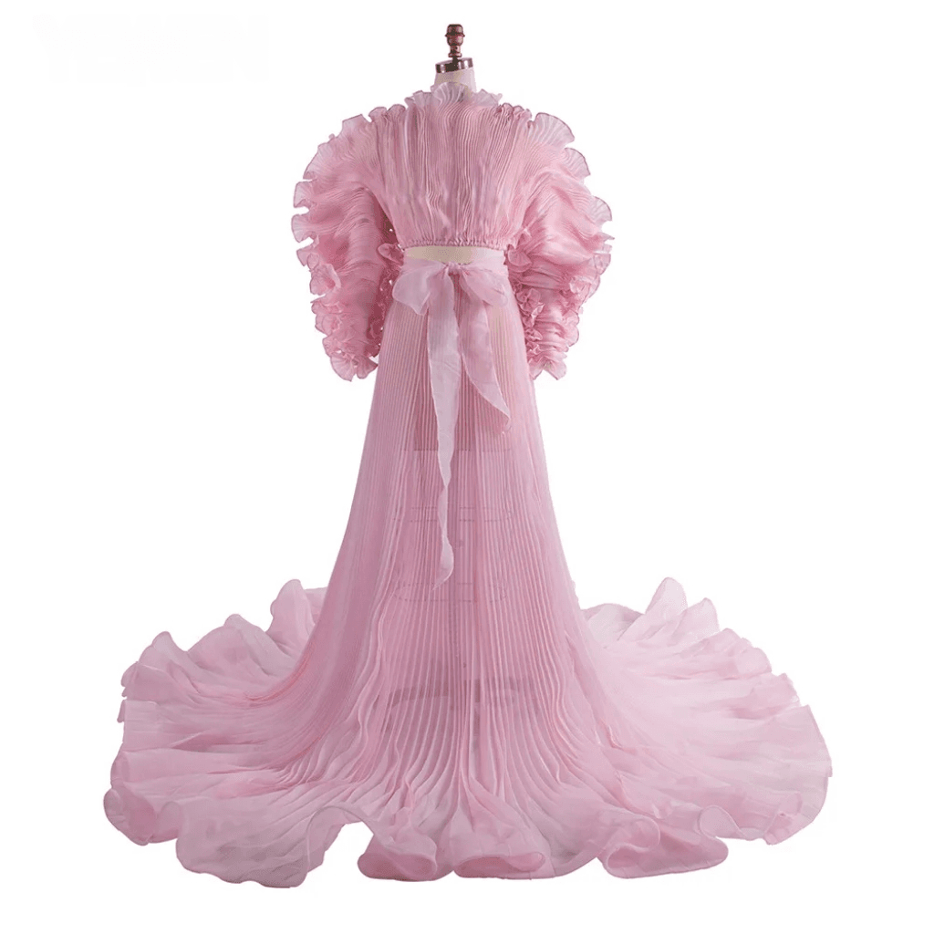 Maternity Photography Dresses See-Through Two-Piece Set Maternity Photo Shoot Pleated Long Skirt