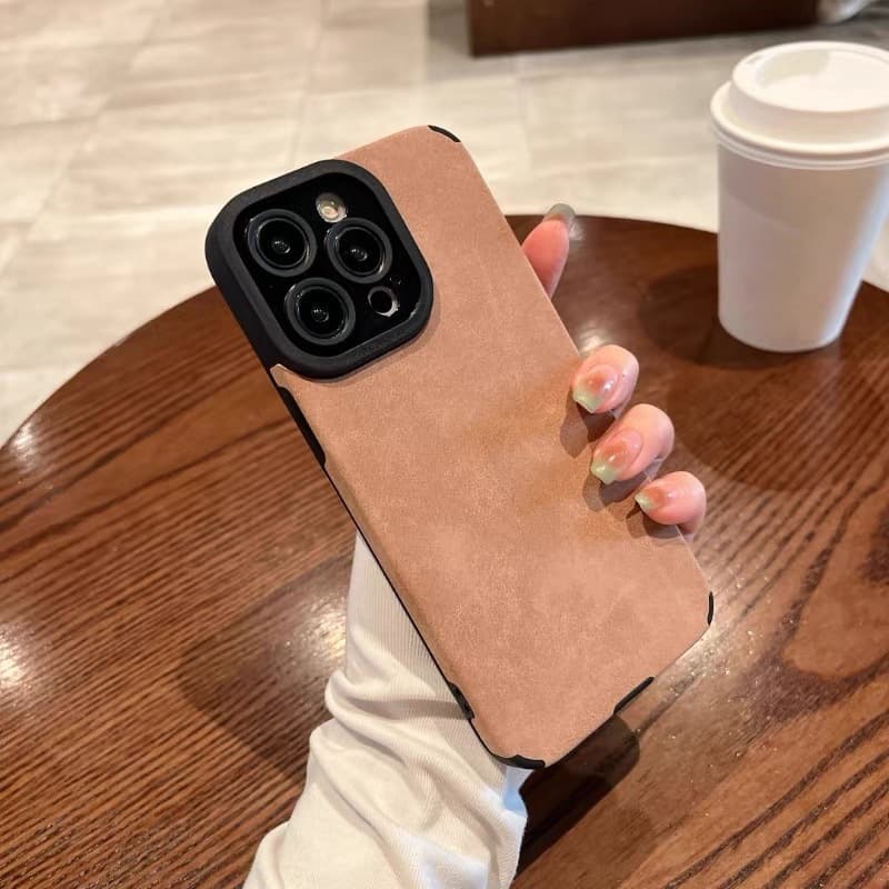 Suede Case for Apple 17 Pro Max, iPhone 16 Solid Color Soft Case for Men and Women, 13 Leather-Wrapped