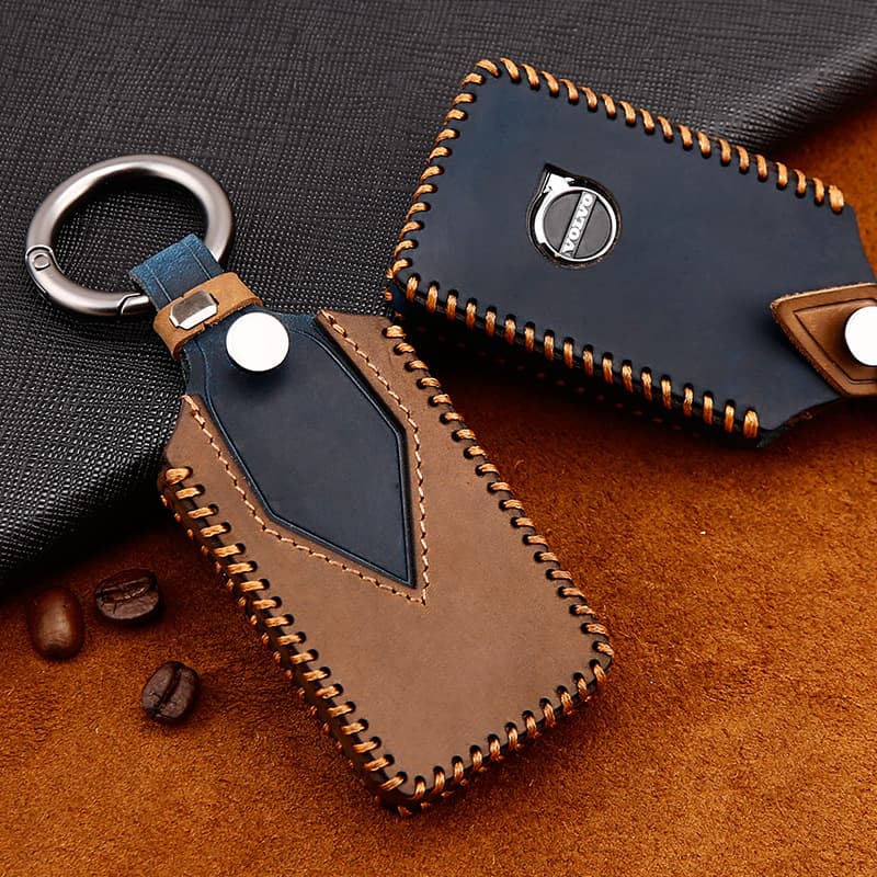 Genuine Leather Key Case Cover for Volvo XC60 V60 S90 XC90 XC40 V90 Key Fob Shell
