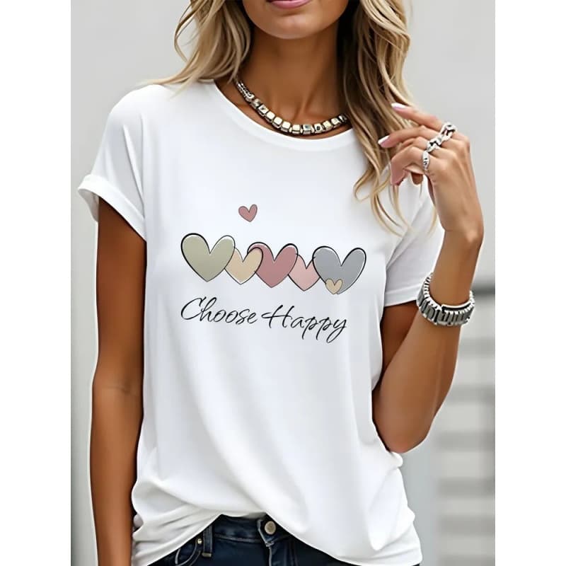 Cross-border direct supply from European station Fashionable and versatile T-shirts with trendy brand design and love flower pattern printing