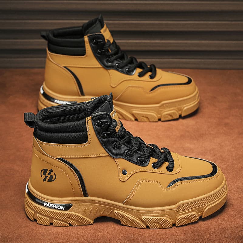Martin Boots Men 2025 Spring New Arrival British Retro Workwear Yellow Boots Men's High-Top Outdoor Waterproof Leather Boots