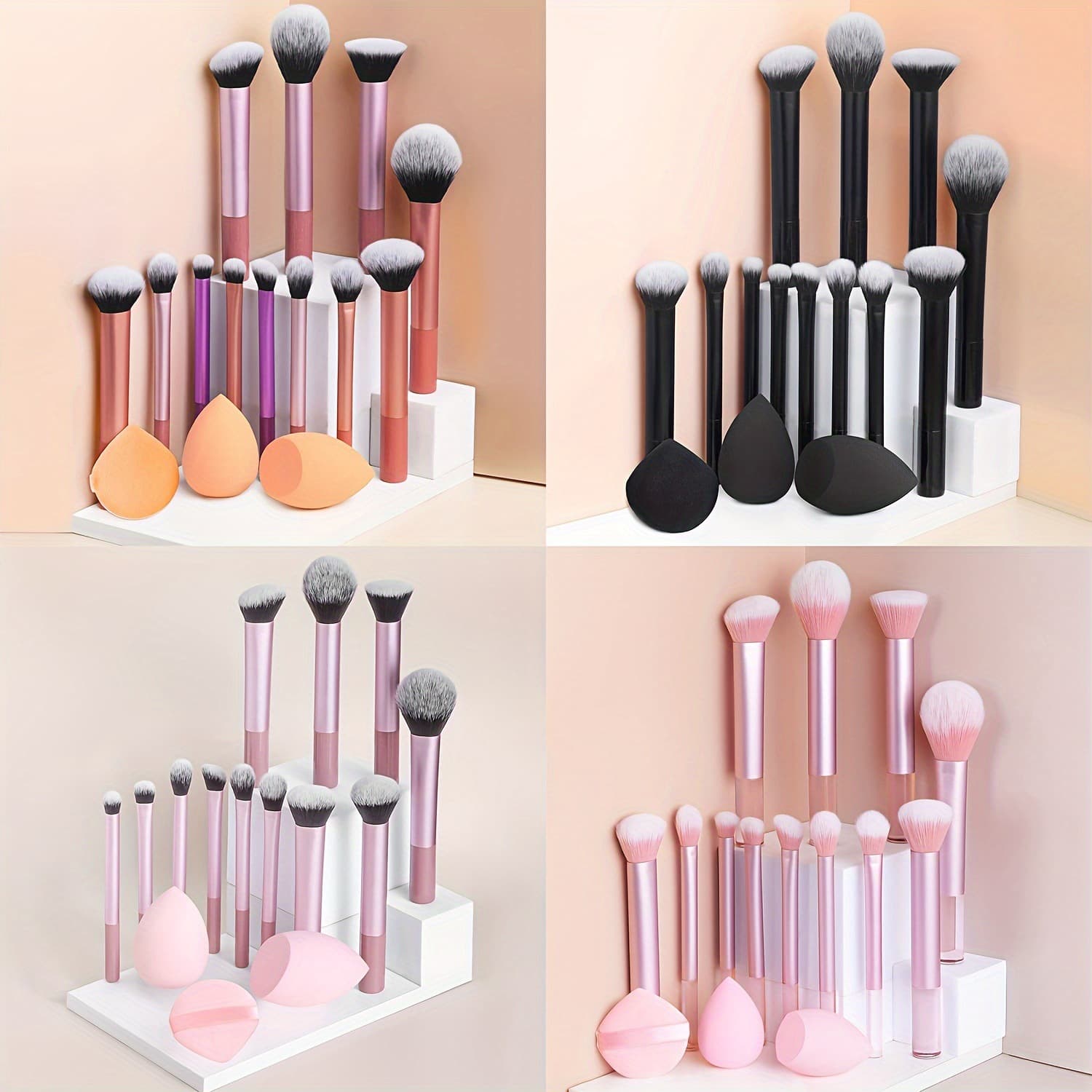 12-Piece Multi-Color Long-Handle Makeup Brush Set Full Set Powder Brush Eyeshadow Brush Concealer Brush Contour Brush Puff Combination