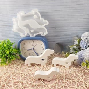 S0798 Three Dachshunds Tabletop Decoration Cement Plaster Mold DIY Silicone Mold
