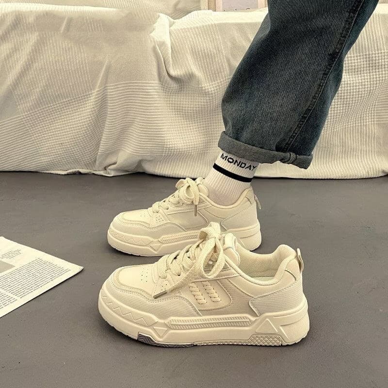 Thick-Sole Sneakers for Women Summer 2025 New Trendy Chunky White Shoes Casual Board Shoes Spring Autumn