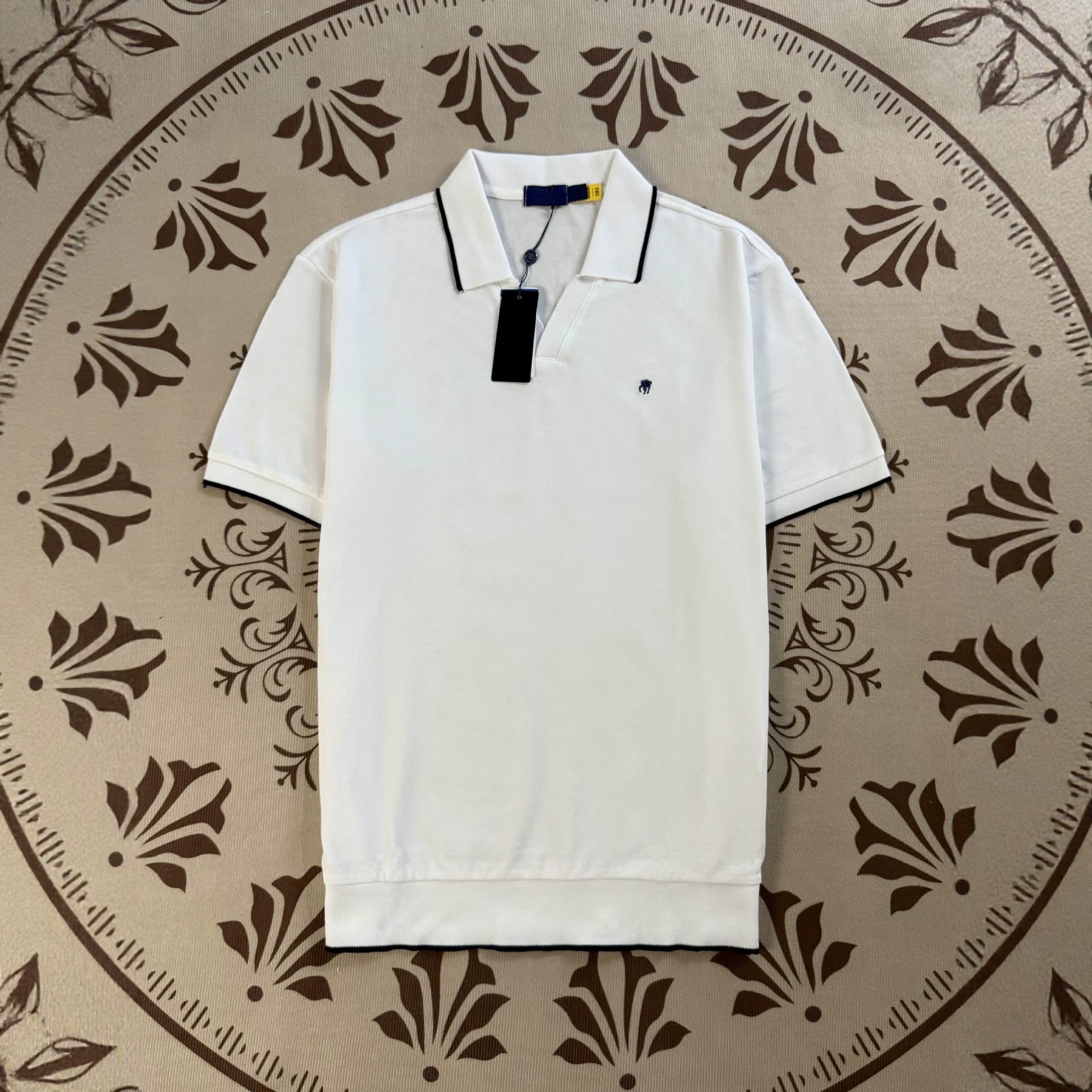 RL Raff pony logo pure cotton pique shrink thread lapel embroidery color insert short-sleeved T-shirt top POLO shirt for men