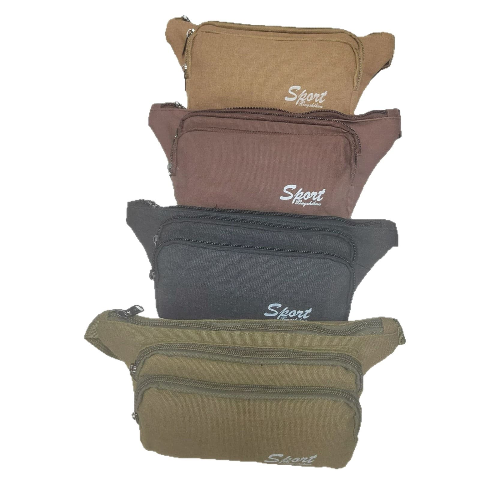 Canvas waist bag for men and women, large-capacity multi-layer wallet, business bag, outdoor sports bag, crossbody bag, construction site mobile phone bag