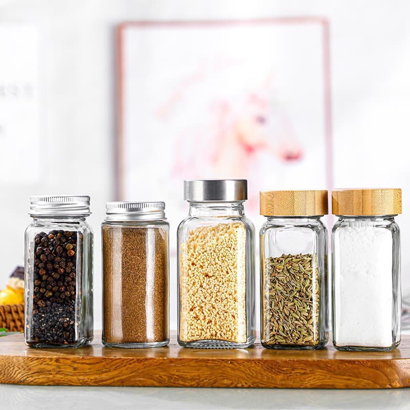 Amazon 120ml Square Seasoning Bottle Kitchen Stall BBQ Spice Cumin Shaker Glass Bottle