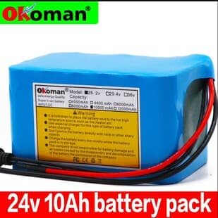 18650 Li-ion Battery Pack 24V 10Ah Li-ion Battery Pack with BMS