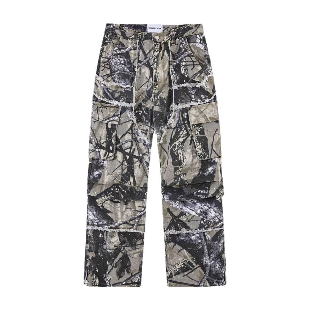 Baggy Jeans American Retro Camo Multi-Pocket Denim Pants Men High Street Hip Hop Straight Leg Cargo Pants Export