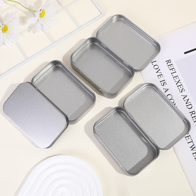 In Stock Flip Lid U-Disk Small Iron Box Silver Rectangular Cigarette Packaging Box Black Small Square