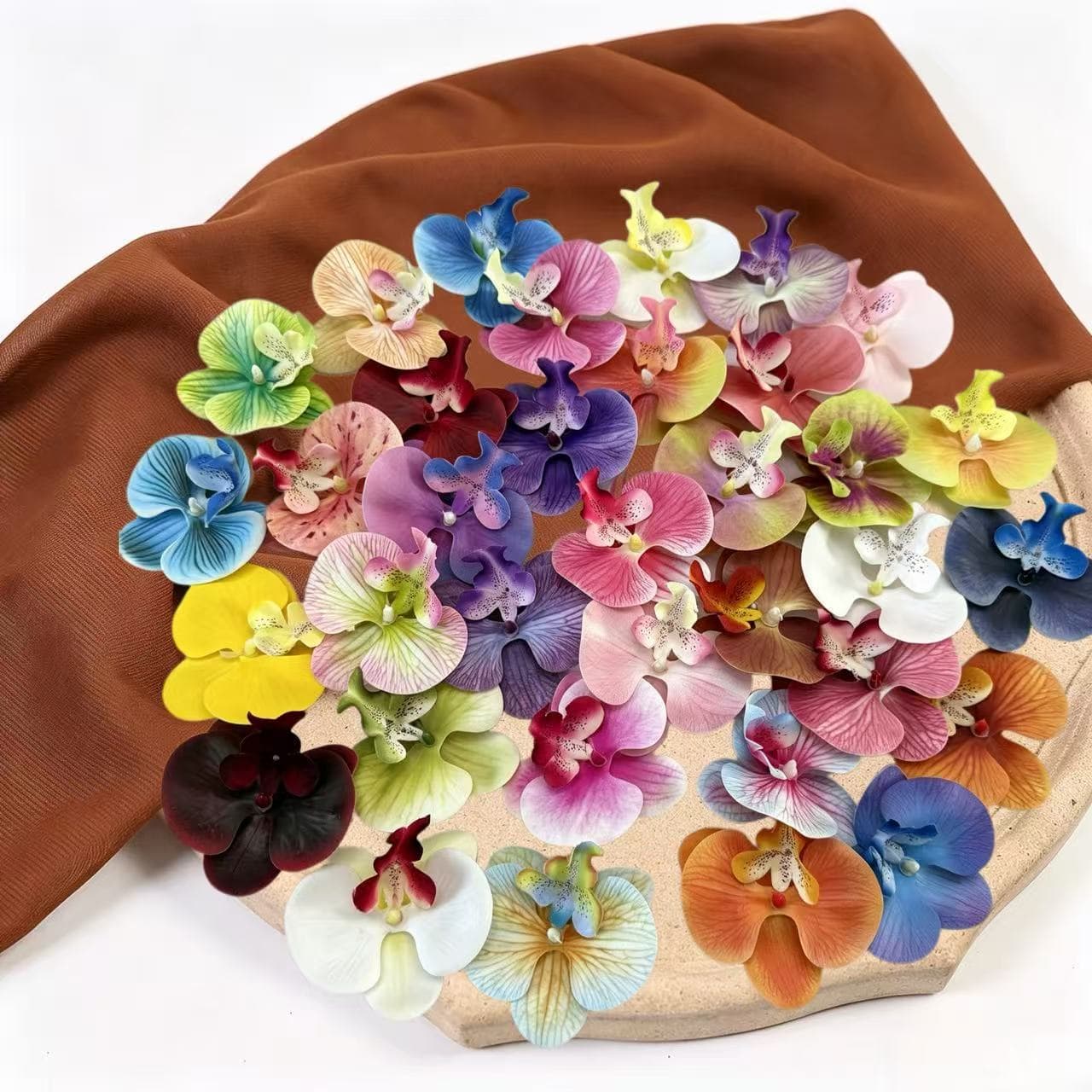 Film flower feel butterfly orchid head simulation single fake flower corsage diy decorative flower hairpin hairpin