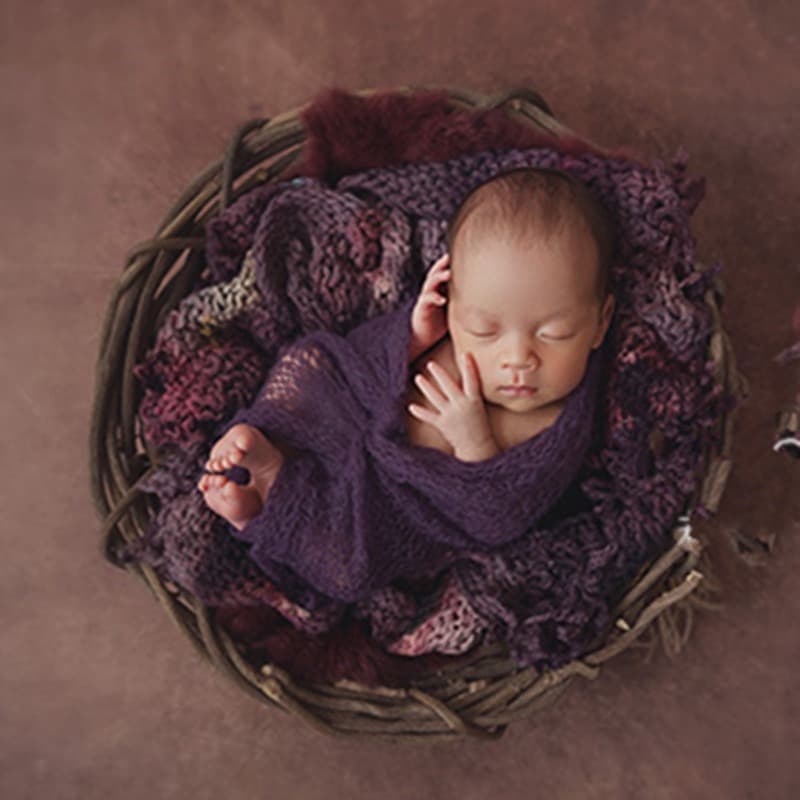 Children's retro thick rattan hand-woven basket newborn personalized photography props bird's nest photo decoration basket
