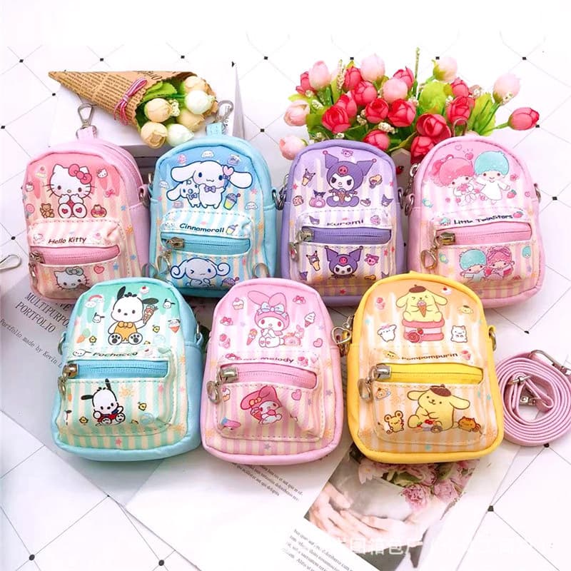 Mini backpack set, coin purse, crossbody bag, key pouch, hanging bag, cartoon miniature crossbody bag.