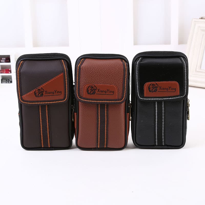 Multi-functional Phone Bag Coin Key Pouch Business Men's Waist Pack PU Leather 6.5 inch Waterproof Waist Pack Factory Wholesale