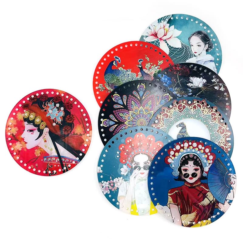 New 3mm Drilled Double-sided Printed Acrylic Plate Woven Bag Accessories Handmade DIY Rattan Basket Weaving Base Plate